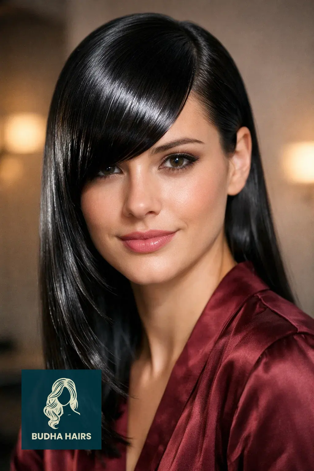 40 Flattering Side Bangs for Every Age and Occasion 13 The "Glass Hair" Sleek Side Fringe