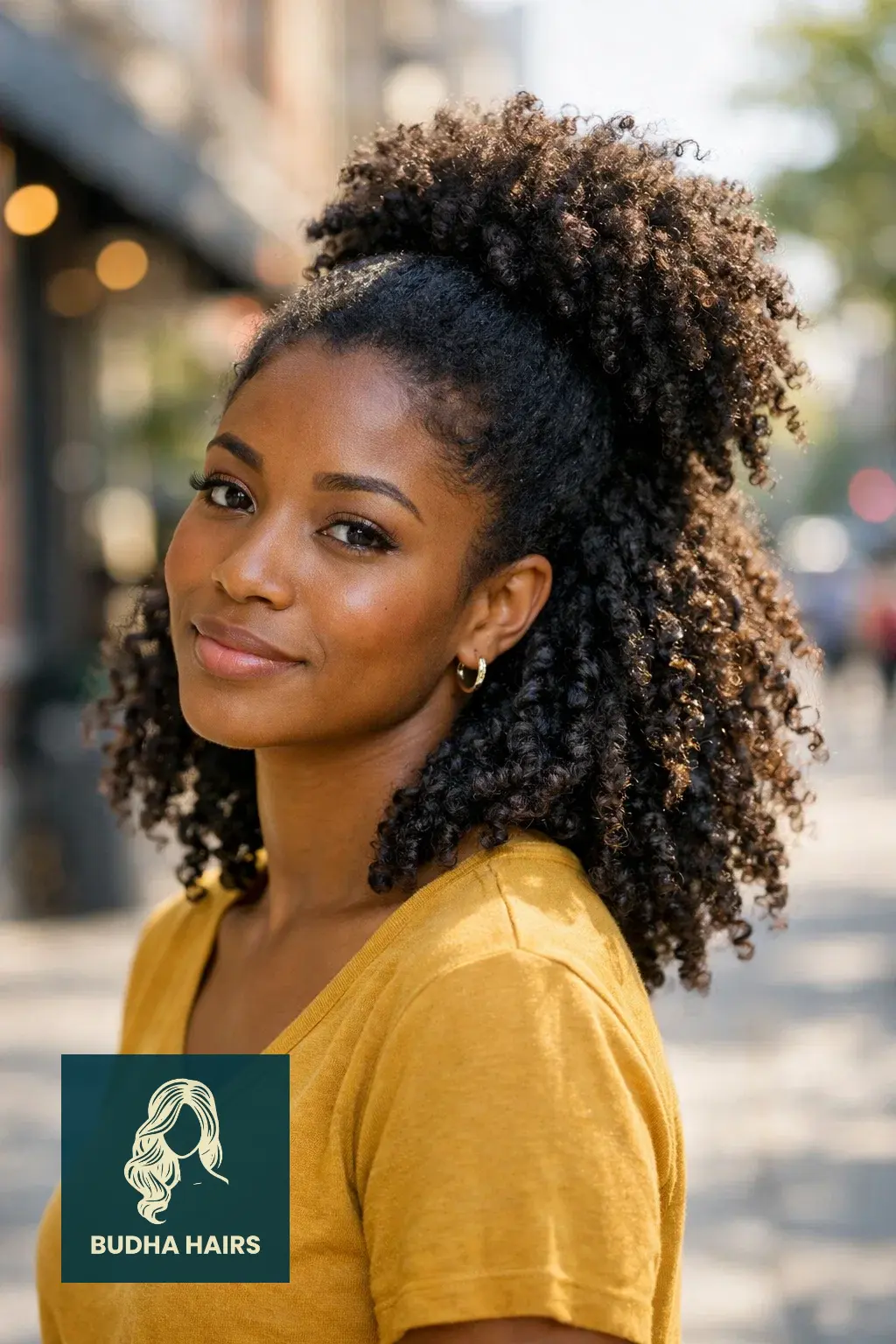 30 Afro Hairstyles for Women for Effortless Chic Vibes 9 The "Half-Up" Afro Puff Style