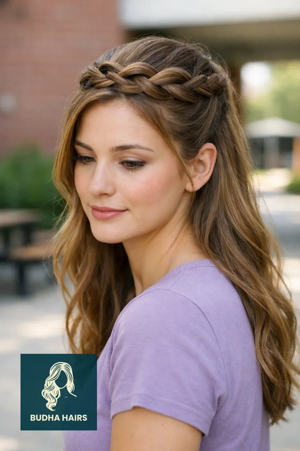 30 Best Hairstyles for School: Fast and Easy Looks for Students 17 The Half-Up Infinity Braid