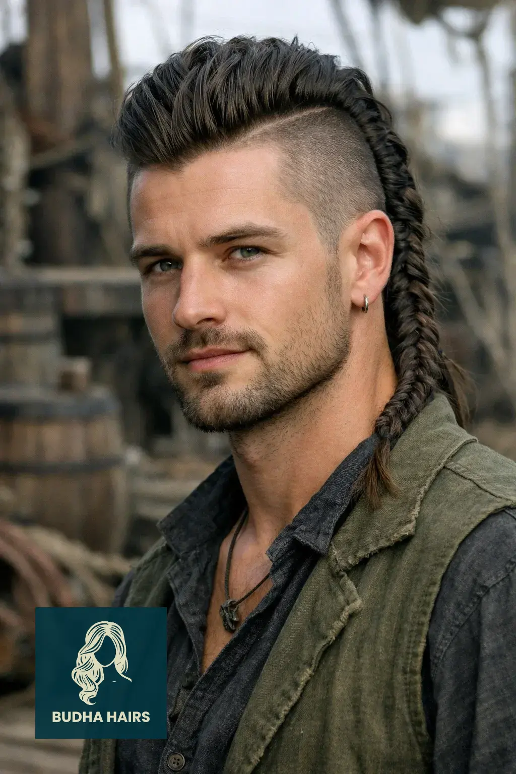 40 Best Pirate Hairstyles for Men: Rugged & Modern Looks 37 The Nautical Fishtail Mohawk with Shaved Sides