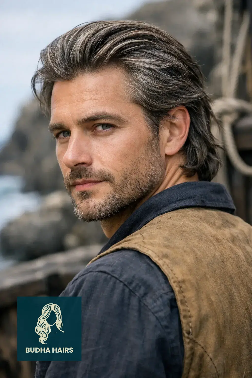 40 Best Pirate Hairstyles for Men: Rugged & Modern Looks 35 The "Old Salt" Brushed-Back Mane with Gray Highlights