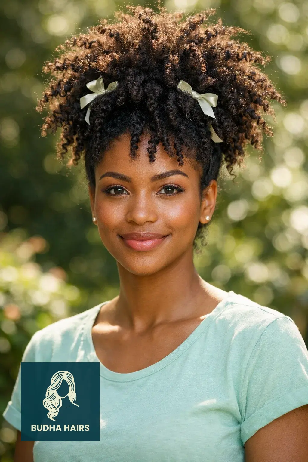 30 Afro Hairstyles for Women for Effortless Chic Vibes 16 The "Pineapple" Afro with Silk Accessories