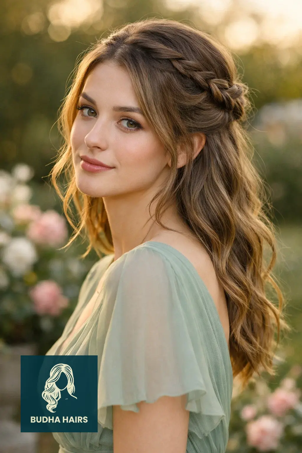 40 Best Engagement Hairstyles for a Romantic, Radiant Look 1 The Romantic Half-Up Twisted Crown
