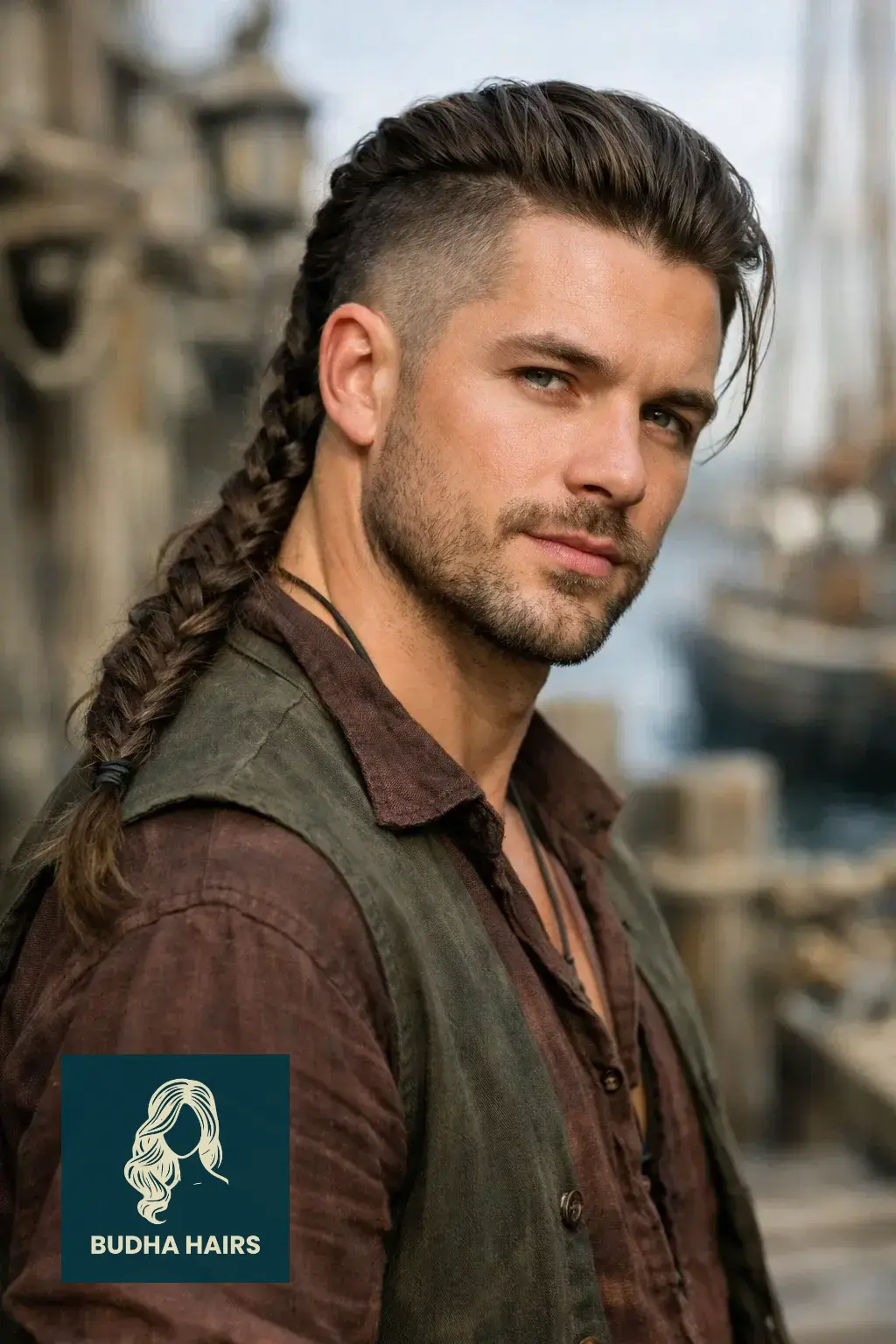 40 Best Pirate Hairstyles for Men: Rugged & Modern Looks 18 The Rugged Fishtail Braid with Temple Fade