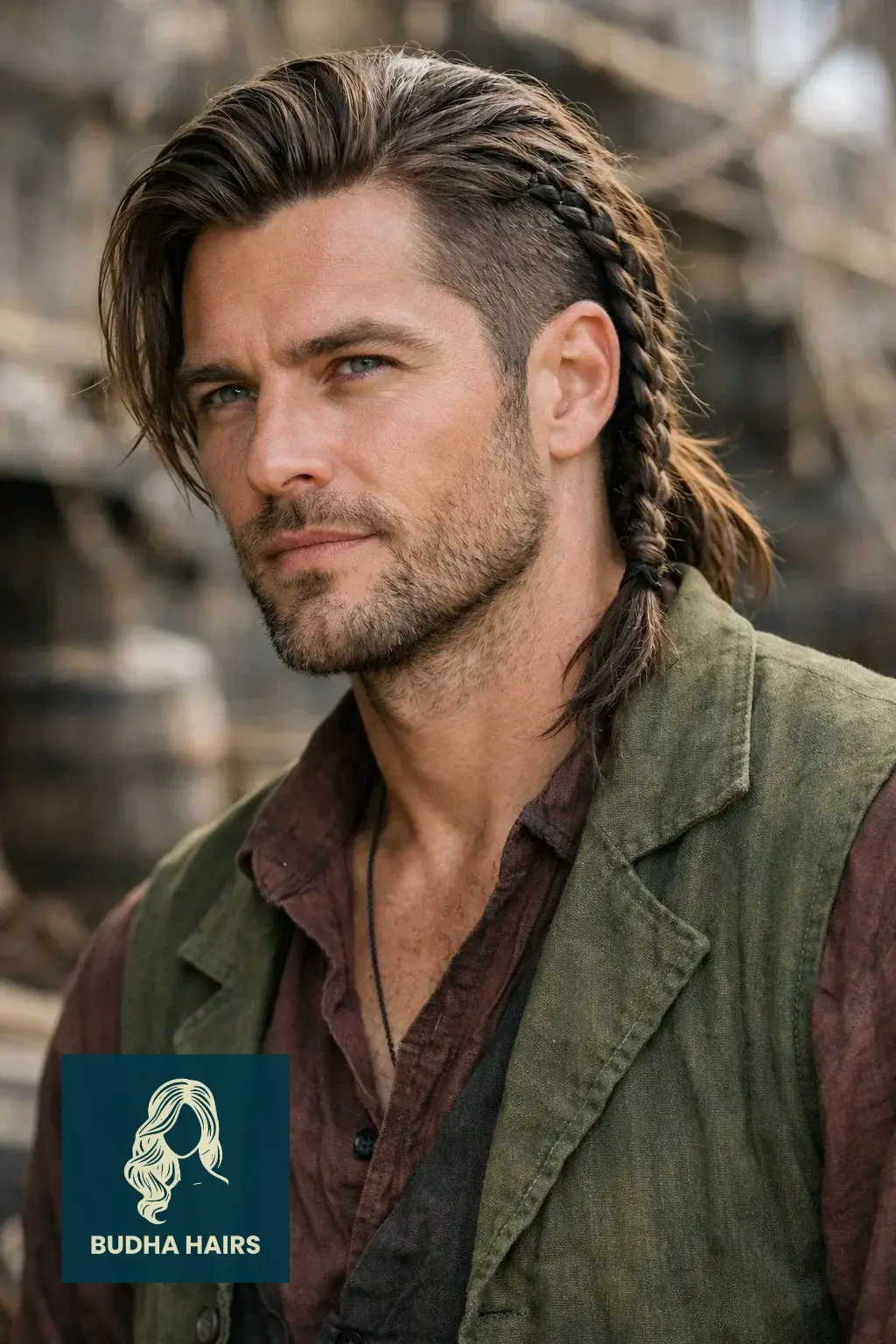 40 Best Pirate Hairstyles for Men: Rugged & Modern Looks 33 The Rugged Half-Braid with Tapered Neck