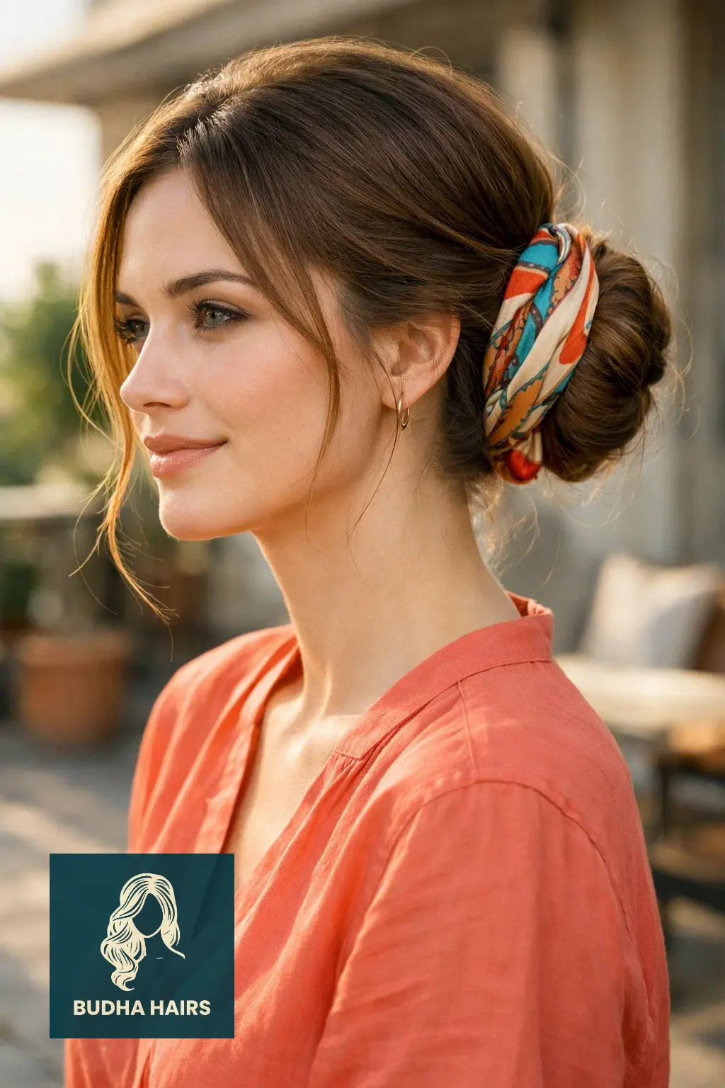 30 Hair Updos for Medium Hair That Look Effortlessly Chic 25 The Scarf-Wrapped Gibson Tuck