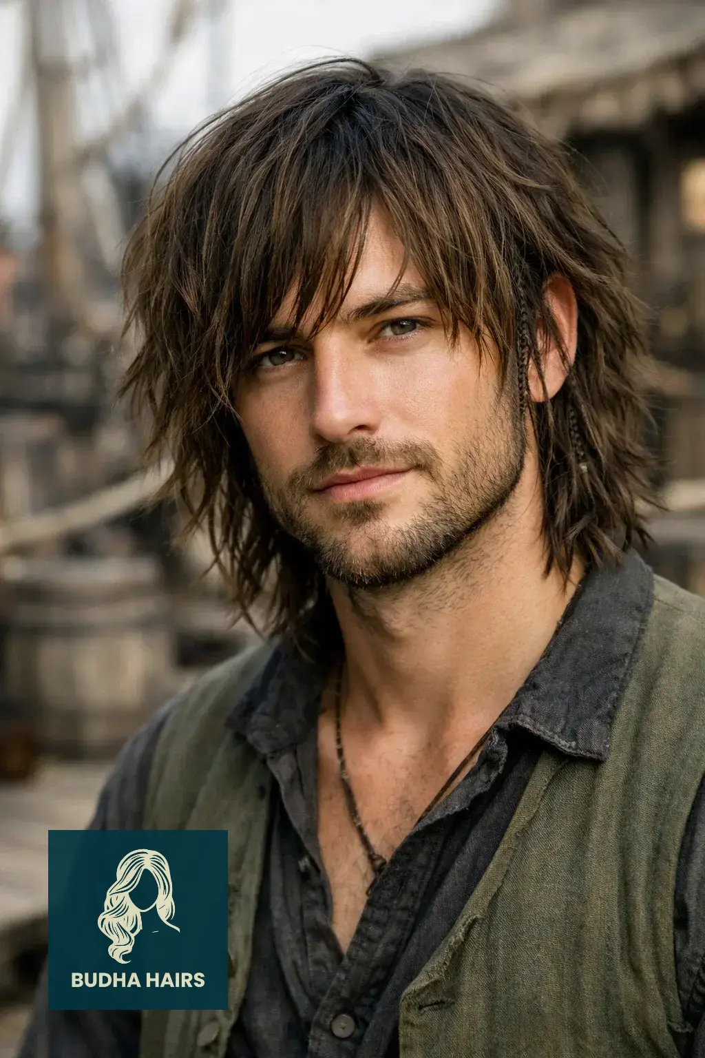 40 Best Pirate Hairstyles for Men: Rugged & Modern Looks 34 The Scruffy Chin-Length Shag with Hidden Braids