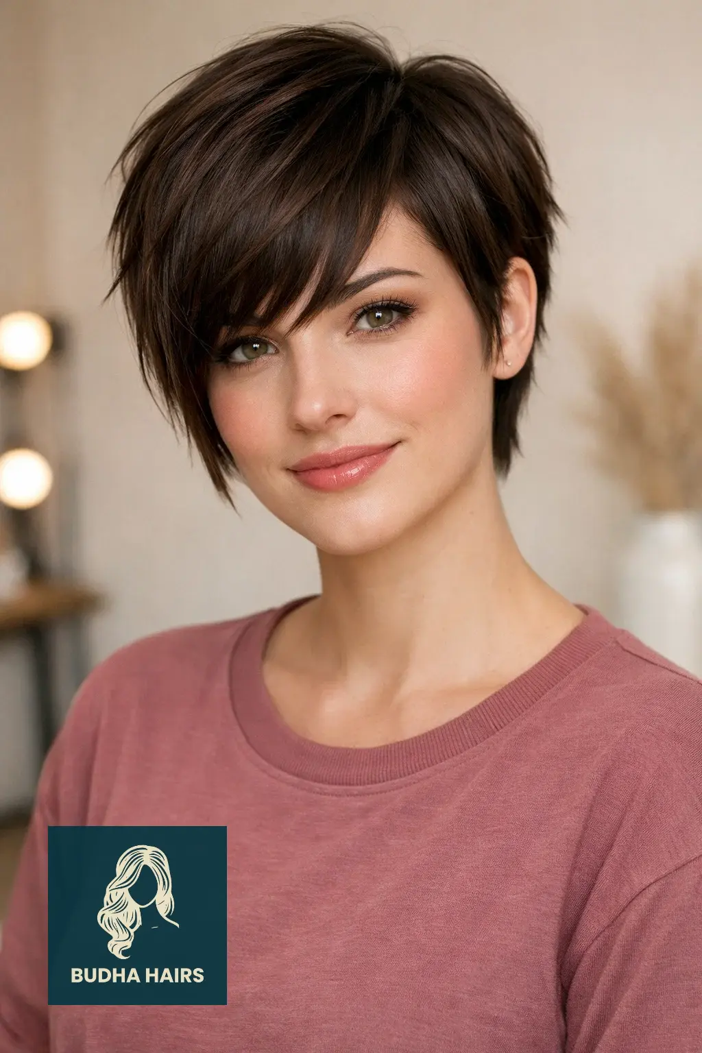 40 Short Haircuts for Round Faces For Women That Flatter Instantly 28 The "Shattered" Pixie with Heavy Side Bangs