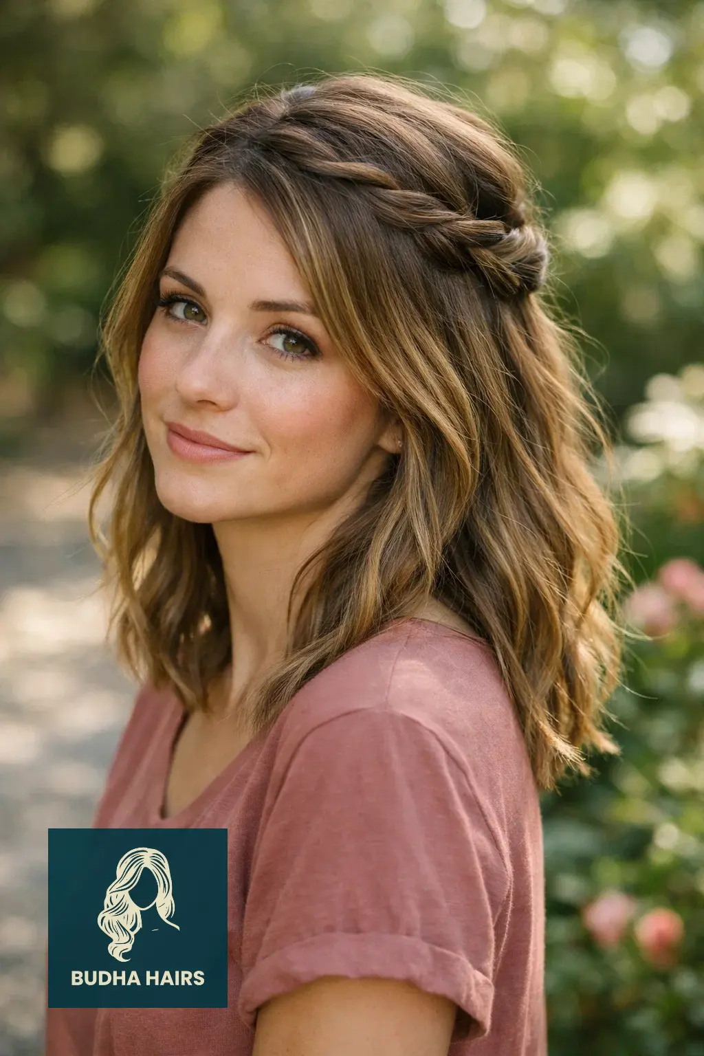 30 Hair Styles For Medium Hair And Creative Ways To Upgrade Your Cut 21 The Twisted Half-Up Boho Look