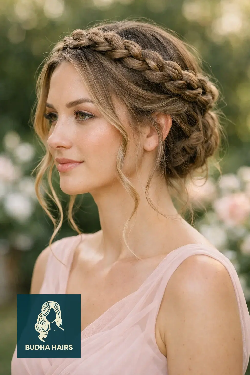 30 Bridesmaid Hairstyles That Blend Elegance with Modern Style 21 The Twisted Rope Braid Crown