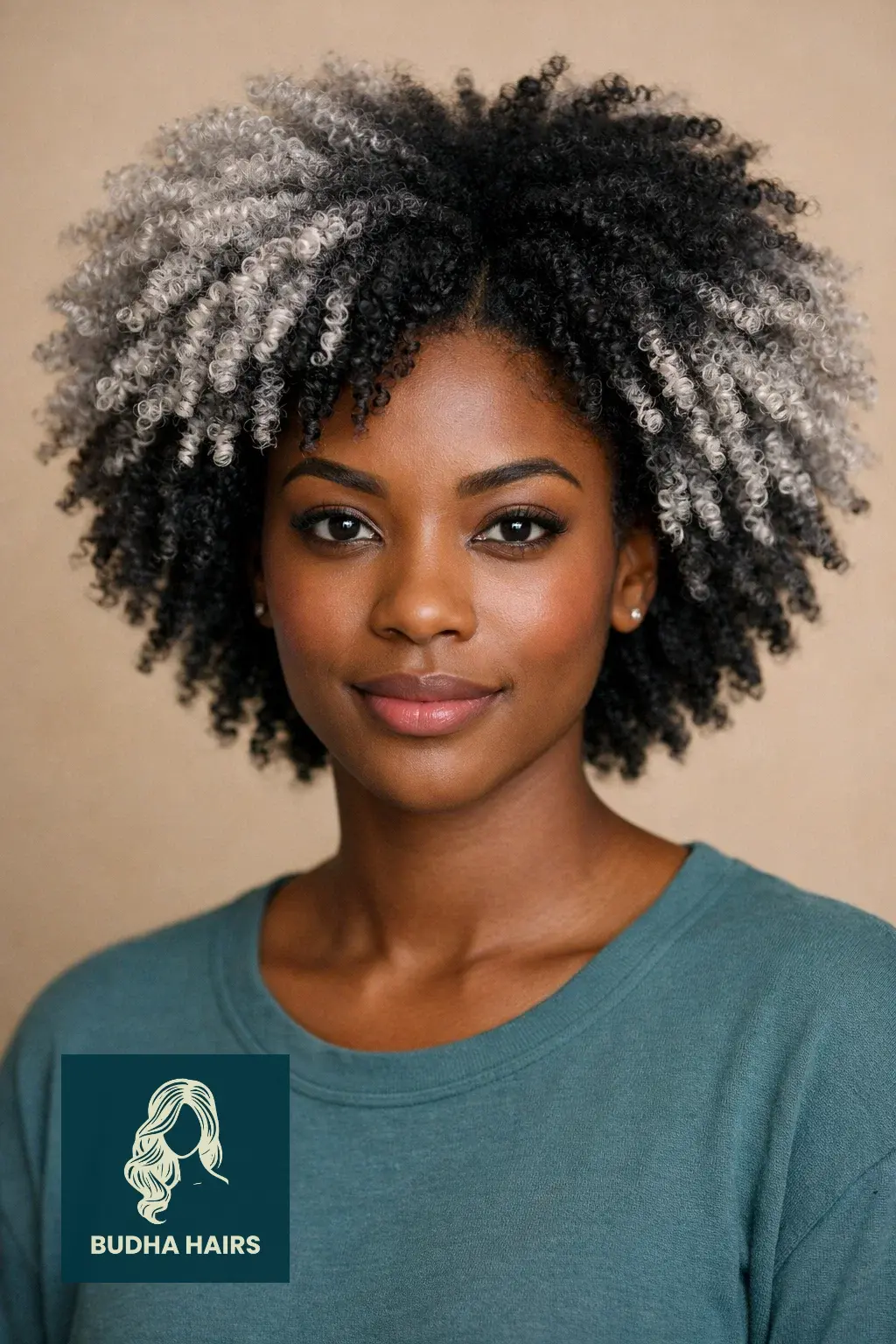 30 Afro Hairstyles for Women for Effortless Chic Vibes 20 The "Two-Tone" Charcoal and Silver Afro