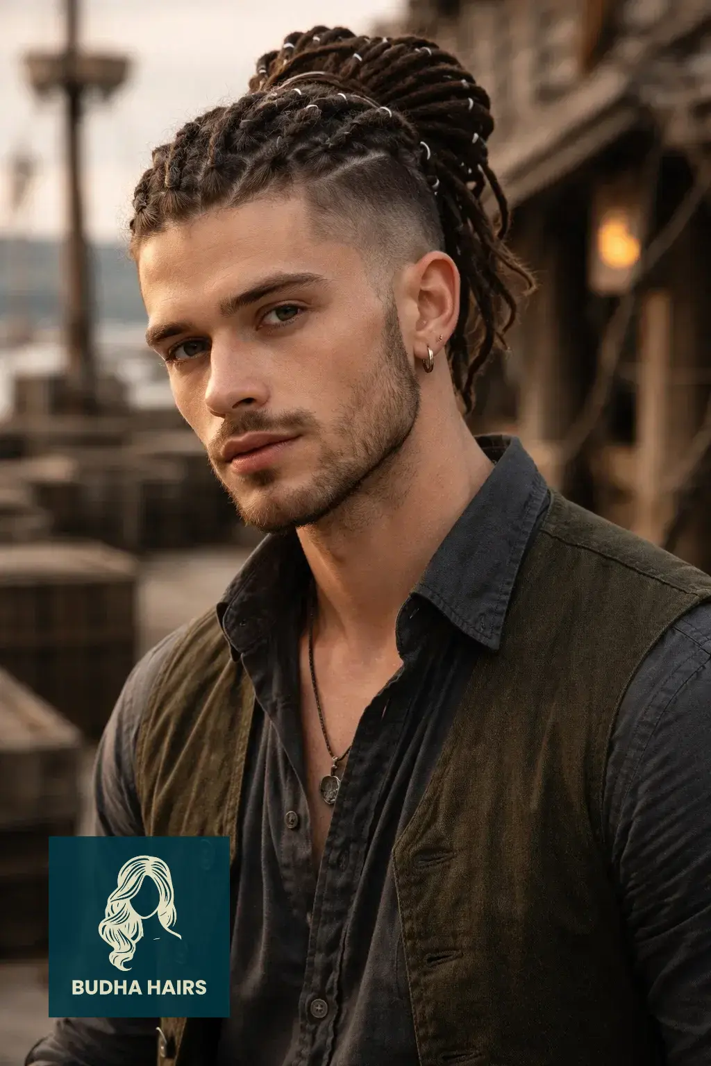 40 Best Pirate Hairstyles for Men: Rugged & Modern Looks 13 The Undercut Loc Bun with Silver Rings