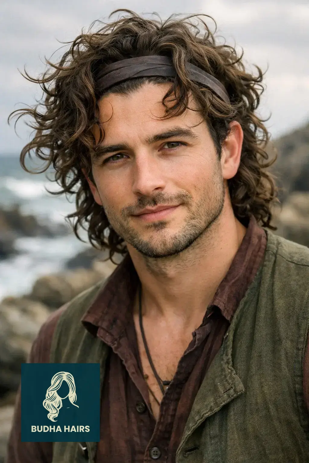 40 Best Pirate Hairstyles for Men: Rugged & Modern Looks 20 The Wild Wind-Swept Curls with Leather Band