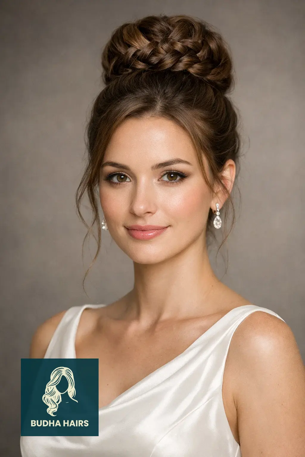 39 Best Hairstyles for Thin Hair for Wedding for a Full Look 16 Triple-Braided High Bun