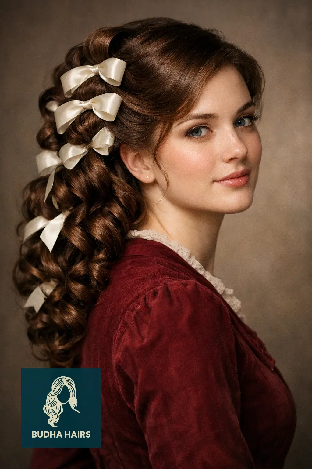 30 Most Enchanting Whimsical Hairstyles for a Magical Look 13 Vintage Ribbon-Stacked Victorian Curls