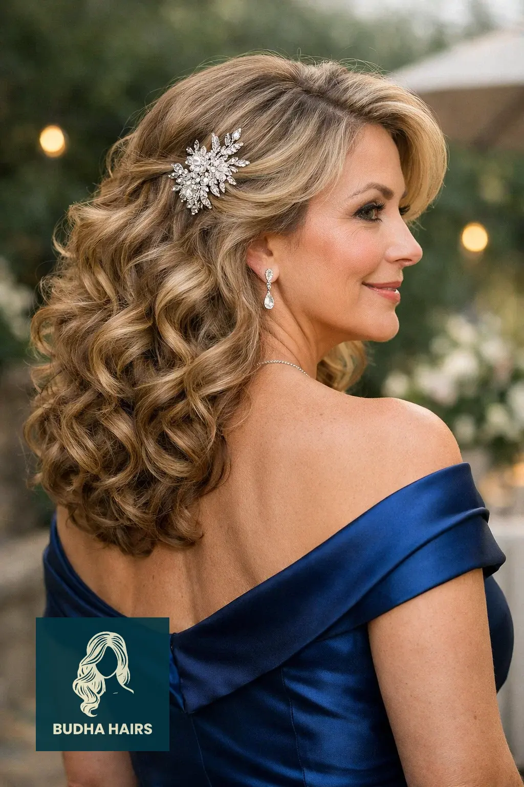 30 Best Mother of the Bride Hairstyles: 2026 Wedding Guide 20 Voluminous Curls with a Sparkly Accessory 1