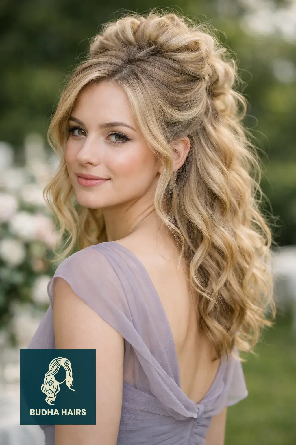 30 Bridesmaid Hairstyles That Blend Elegance with Modern Style 13 Voluminous Half-Up "Cloud" Curls