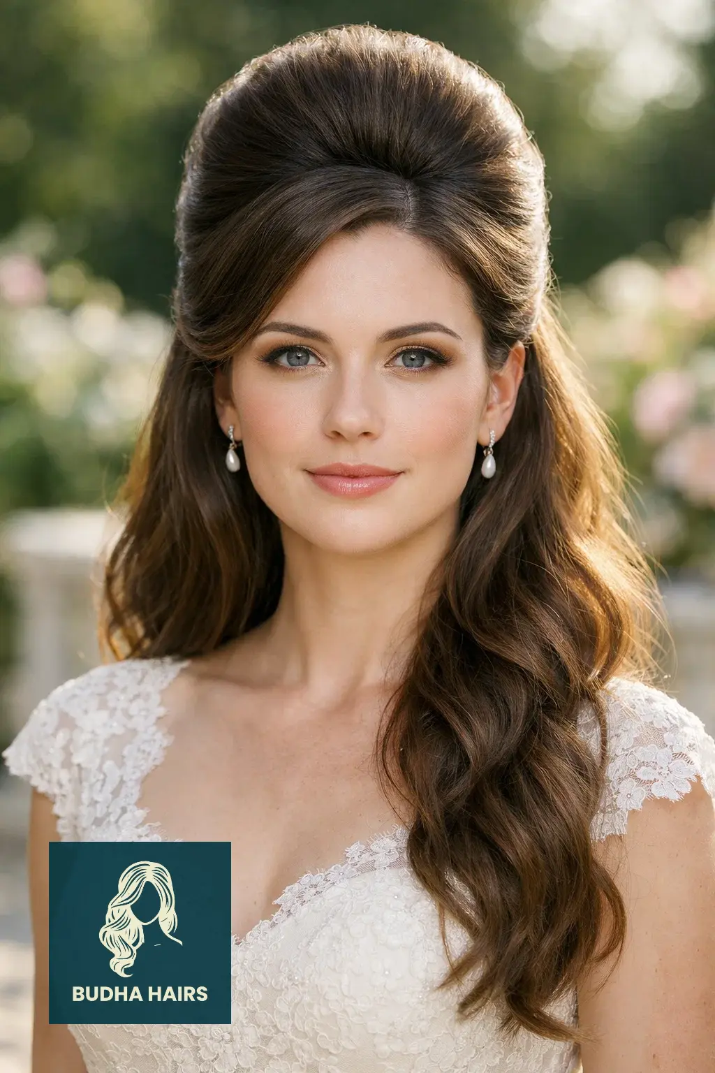 30 Wedding Hairstyles for Long Hair That Turn Heads 16 Voluminous Retro Beehive Half-Up