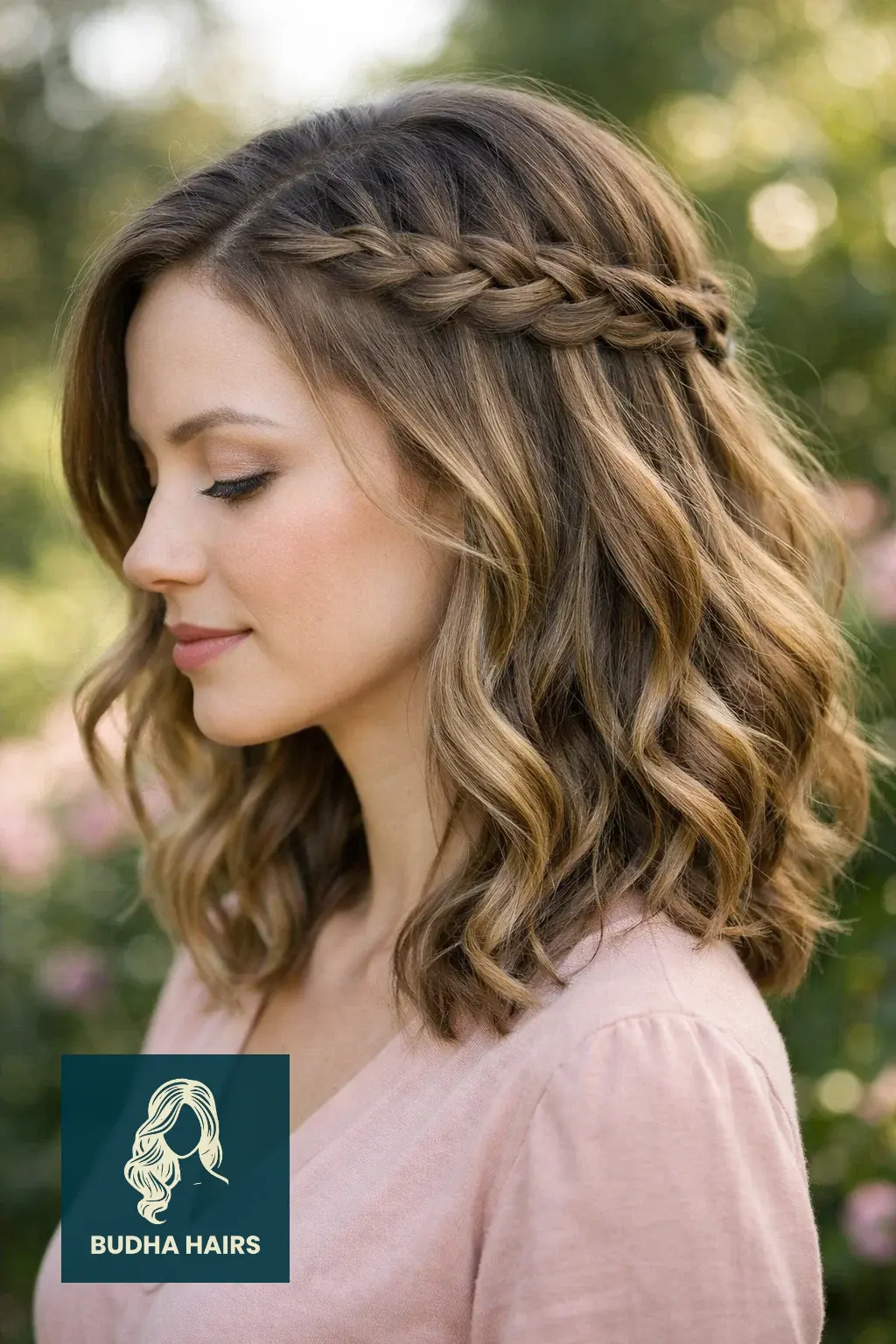 30 Best Cute Hairstyles for Medium Hair for a Sharp, Chic Look 23 Waterfall Braid with Loose Curls