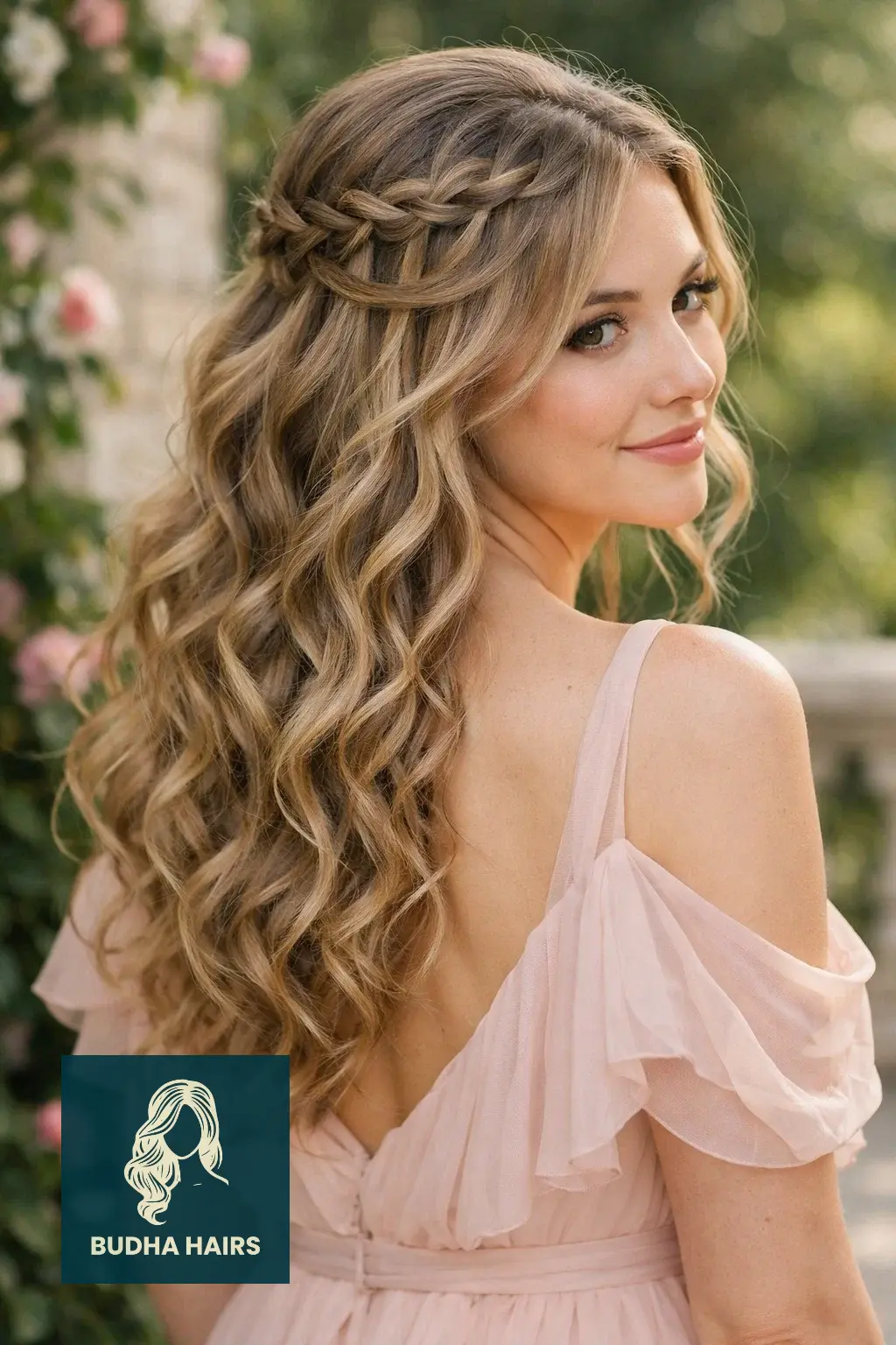40 Best Engagement Hairstyles for a Romantic, Radiant Look 7 Waterfall Braid with Loose Curls