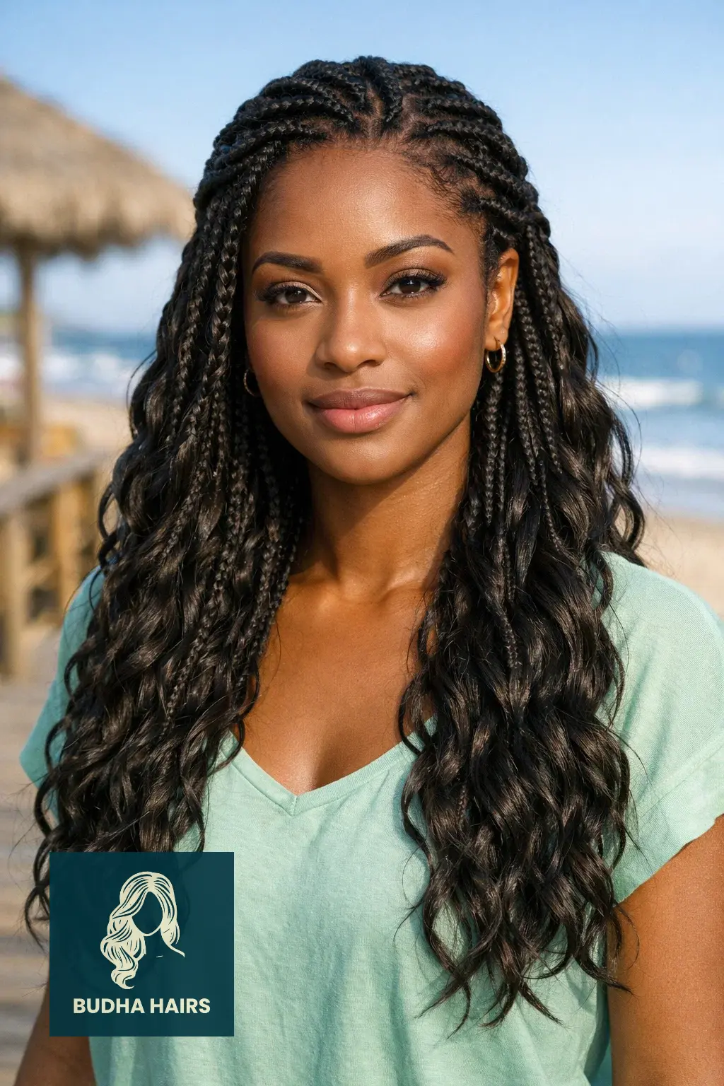 40 Best Vacation Hairstyles for Black Women: Protective & Chic 29 Wavy Goddess Braids
