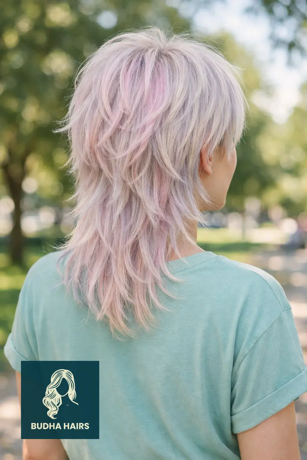 30 Realistic Shaggy Mullet Haircuts Styles for Women (2026) 11 Wispy Pastel Tinted Shaggy Mullet