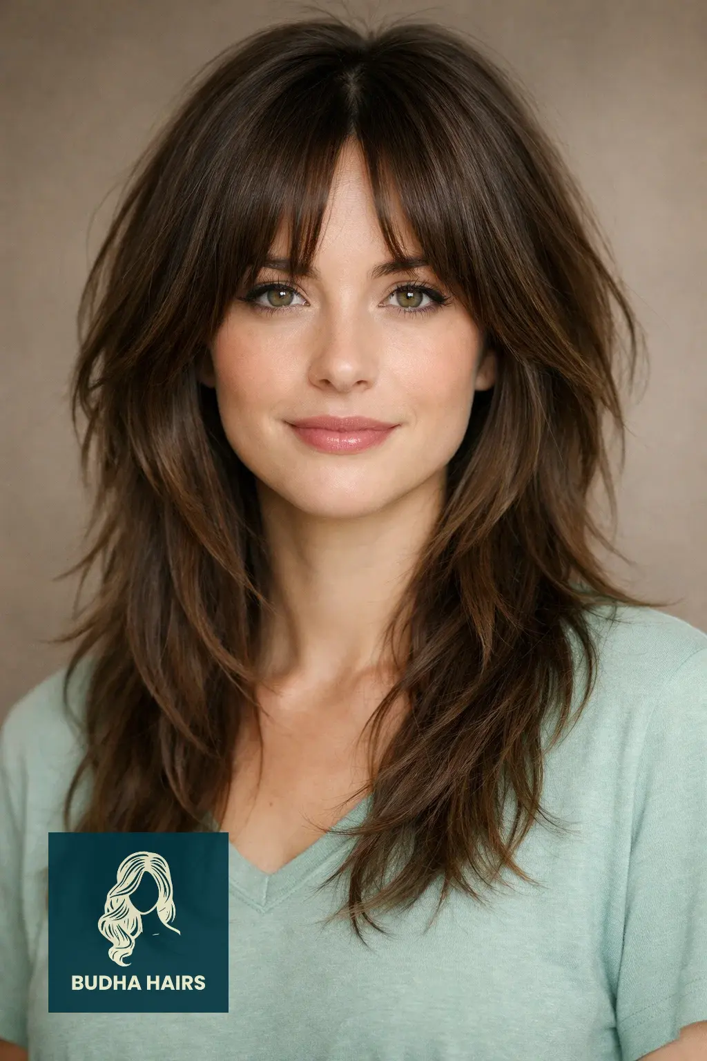 Wolf Cut with Curtain Bangs: 25 Best 2026 Trendy Styles 2 Wolf Cut with Extra-Long Curtain Bangs