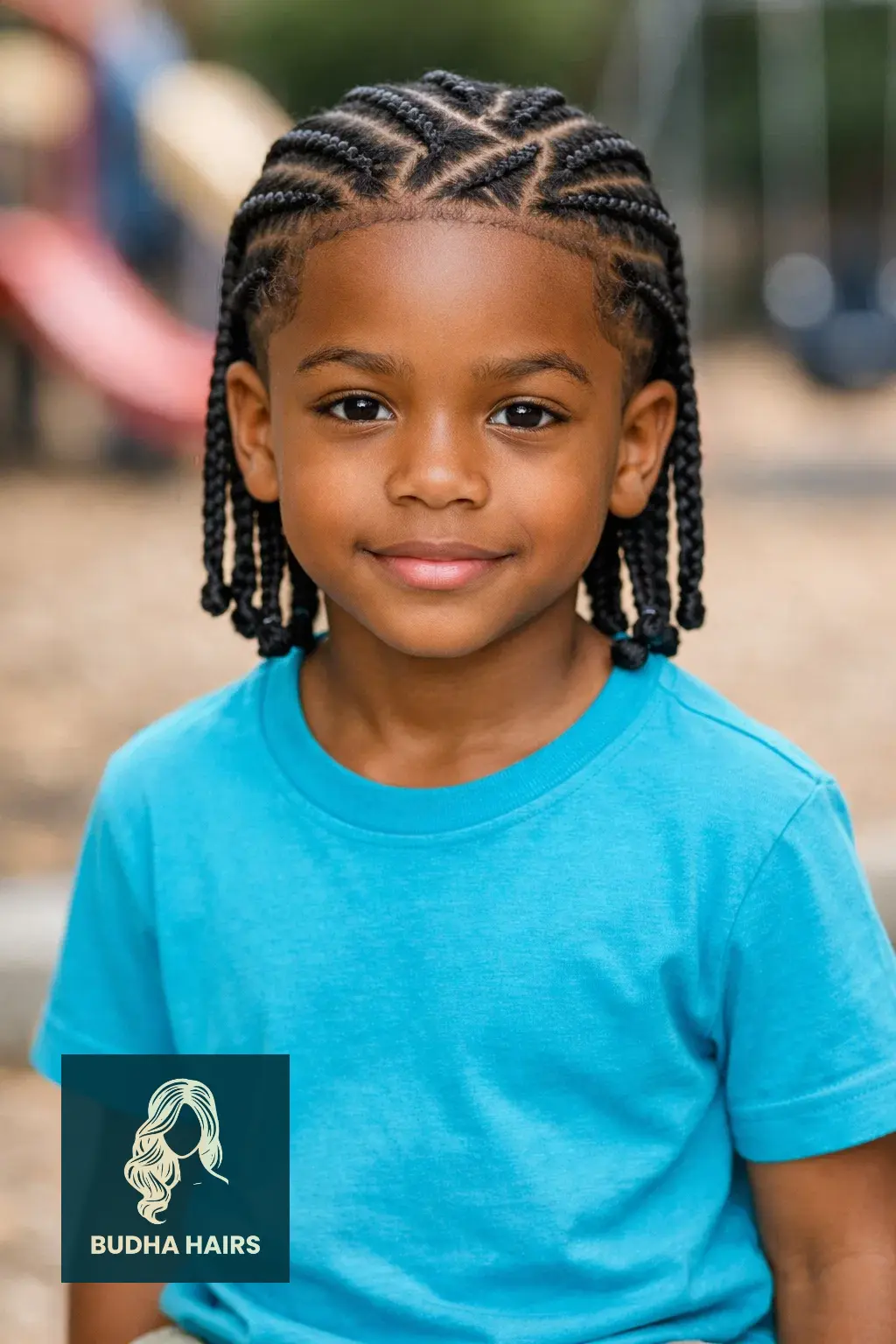 30 Adorable Braid Hairstyles for Kids You Will Love 12 Zig-Zag Parted Cornrows